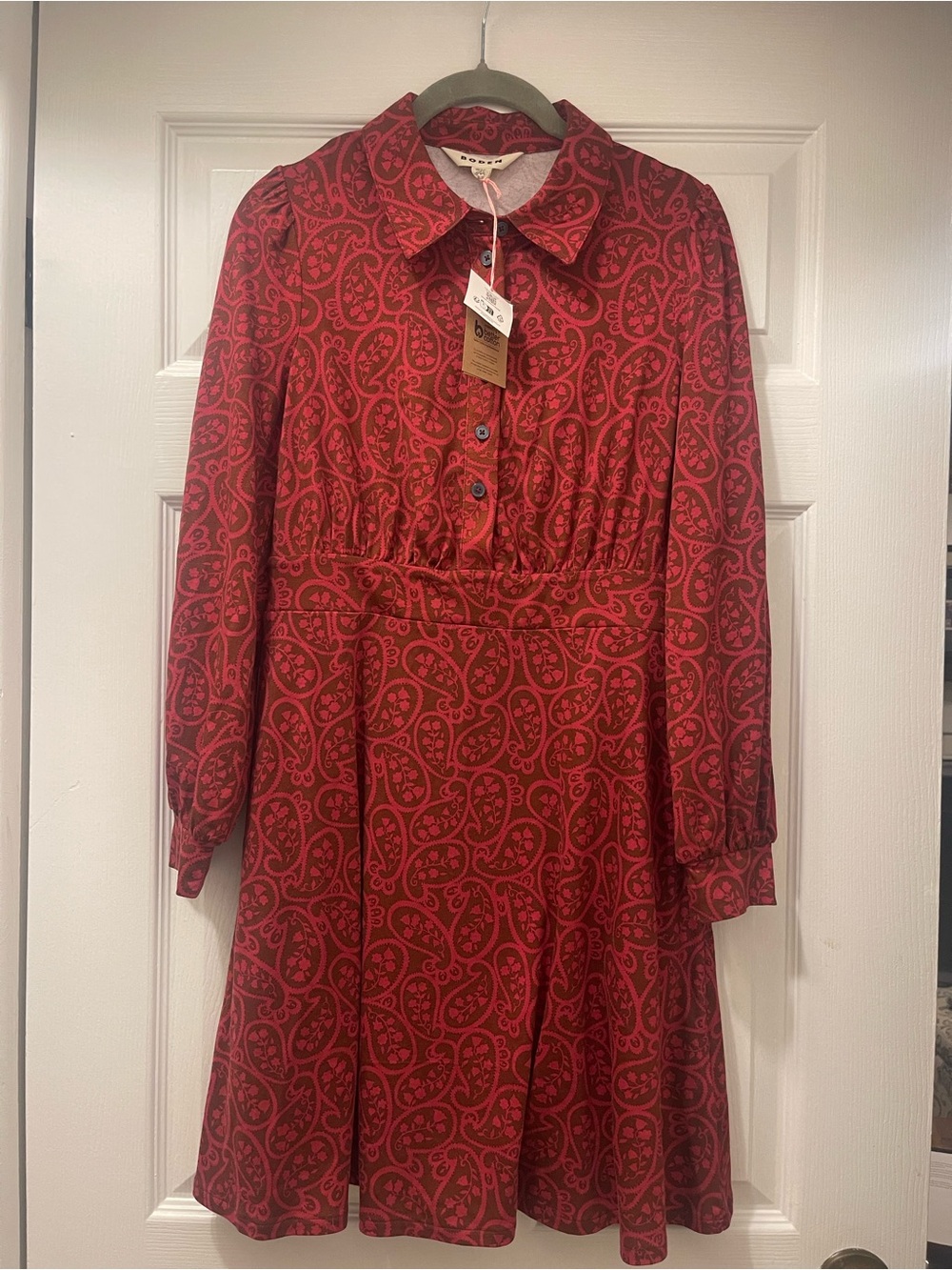 NWT Boden Paisley Jersey Shirt Dress Pink Brown US 6P UK 10P